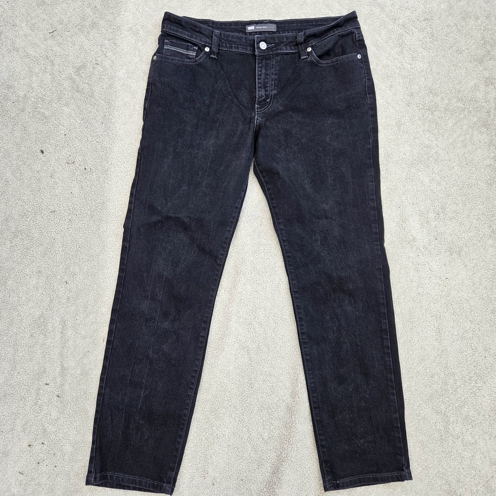Levi's Women's Mid-Rise Skinny Black Denim Jeans Stretch Size 14 M‎ (34x28.5)